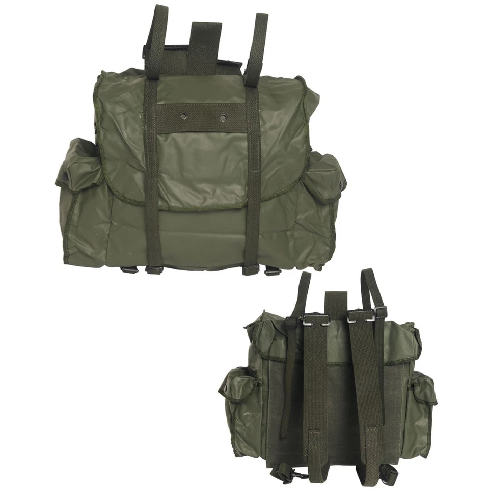 Belgischer Armeerucksack Militär Kleinrucksack Vintage Rucksack Daypack PVC oliv - Bild 1 von 1