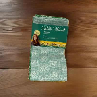 Pioneer Woman Hyacinth Cloth NAPKINS Set of 4 NIP 18x18 Fabric Square Assorted - Image 1 of 4