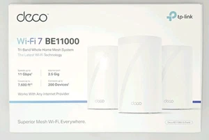TP-Link Deco BE11000 WIFI 7 Tri-Band Home Mesh System 3-Pack Good condition - Afbeelding 1 van 3