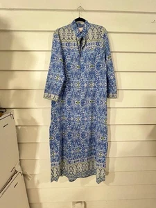 Oscar de la Renta Multicolor Kaftan Maxi Dress Cover Up Beach Swim Size L Y1113A - Picture 1 of 16