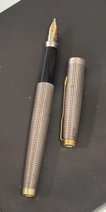 Parker Sterling Silver Cisele Grid 75 Fountain Pen 14k Nib - Picture 1 of 10