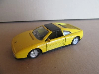 778G Maisto Shell Ferrari 348TS Jaune 1:38 Jouet à Friction Testé Fonctionne - Photo 1/4