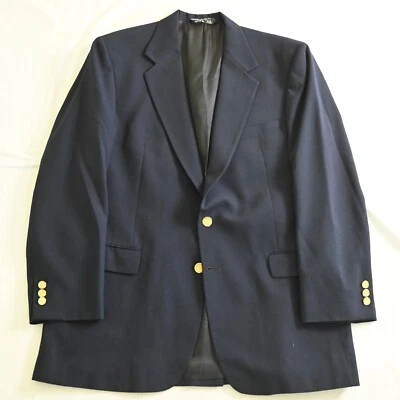 Vtg John Alexander 44R Slim Navy Hopsack Gold Button Blazer Sport Coat Jacket - Image 1 of 4