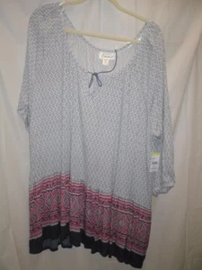 Simply Emma 3x blau weiß rot orange Boho Bauern Top Shirt Bluse - Bild 1 von 1