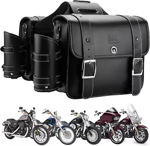 Motorcycle Saddlebags Throw over Saddle Bags 20L Faux Leather Side Luggage Bags - Picture 1 of 7
