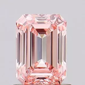 1 CT Fancy Intense Pink Emerald Cut Lab Grown Diamond For Engagement Ring - Picture 1 of 4