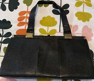JANE SHILTON VINTAGE BAG Black Brown Snake Skin leather 50s 60s Large handbag
