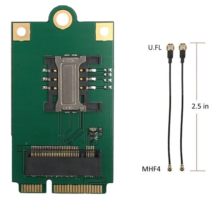 Mini PCI-E To M.2 (NGFF) Key B Adapter w/ SIM Card Slot & Pigtail Cable Adapters - Image 1 of 1