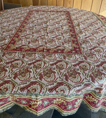 WILLIAMS SONOMA Mantel Rectángulo 70x90 Provenza Cachemira Rojo Verde Dorado Blanco Foto 1 de 4