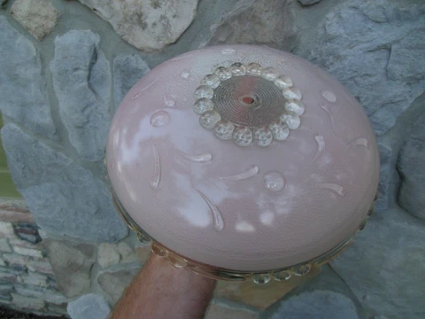 Vintage Pink Glass Chandelier 12" Light Shade Ceiling Mount Sconce Cover