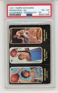 1971-72 Topps Trios Stickers #22-23-24 Pete Maravich/Bob Kauffman/John Havlicek 