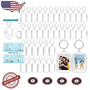 Durable 150-Pack Acrylic Picture Frame Keychains with Metal Rings - Easy Use - Picture 1 of 9