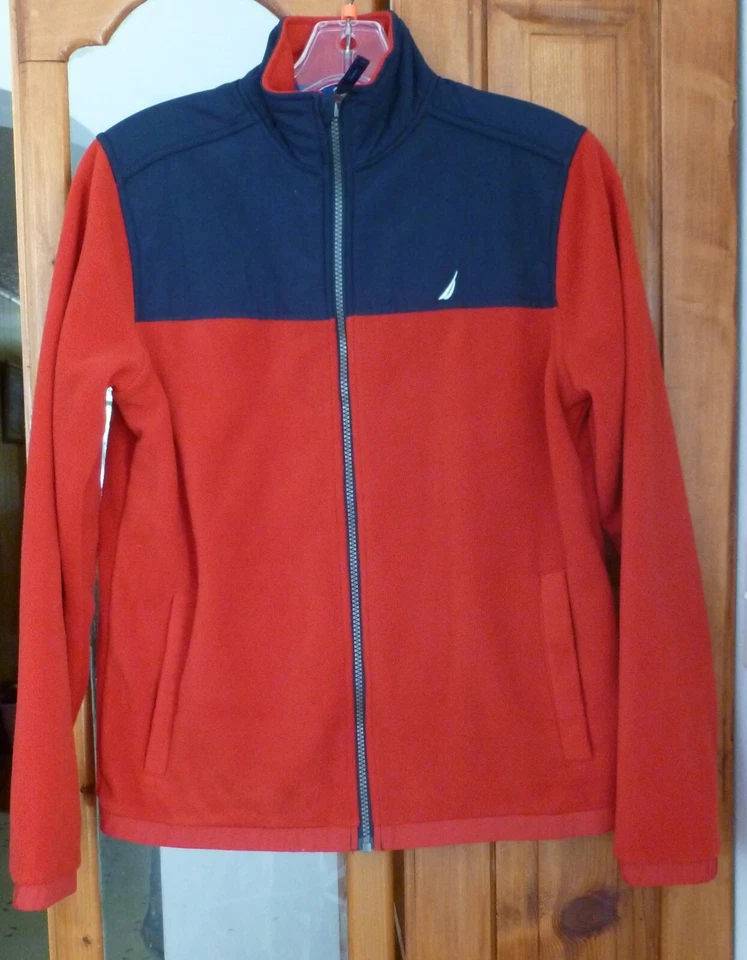 CHAQUETA POLAR NAUTICA Roja Nylon Yugo Superposición Cremallera Completa Manga Larga Juvenil L 14 16 Foto 1 de 2