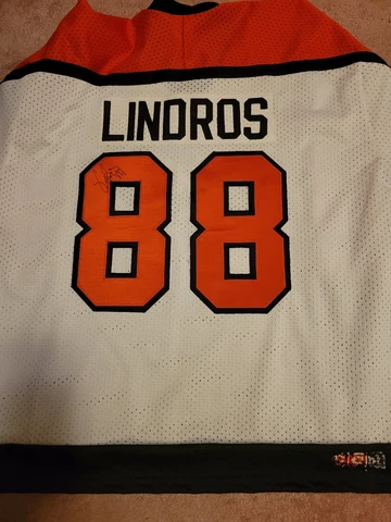 NHL CCM Air-Knit Philadelphia Flyers Eric Lindros Signed Hockey Jersey, Size XL Cover
