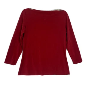 Blusa roja RALPH LAUREN negra etiqueta para mujer talla 14 cuello de barco mangas 3/4 - Imagen 1 de 10