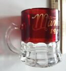 Antique EAPG Red Ruby clear glass small STEIN MUG etched MOMMA 1909 souvenir