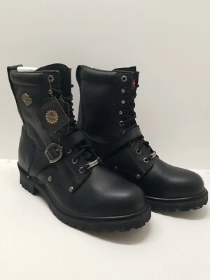 Harley Davidson Black Leather Buckle Strap Tall Combat Biker Boots Mens Size 13 - Image 1 of 4