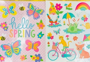 Juego de 2 Hello Spring Mariposas Mascotas Amigos Ventana Adhesivos Decoración Suministro para Profesores - Imagen 1 de 1