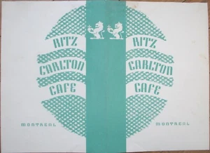 Ritz Carlton Cafe, Montreal, Canada 1941 Hotel Restaurant Menu, WWII Content - Picture 1 of 2