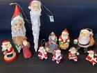 11 Vintage Santa Ornaments Figurines Lot 1970-2000