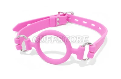 Anillo tórico oral de silicona mordaza boca abierta rosa bloqueable para mujeres hombres juguete fetiche Foto 1 de 4