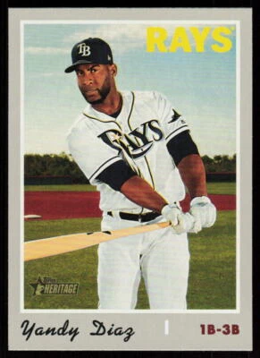 2019 Topps Heritage Yandy Diaz #636 BASEBALL Tampa Bay Rays - Image 1 of 2