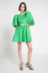 NEW Aje Womens Dress Abstract Colette Green Mini Cut Out Size 8 Cocktail - Picture 1 of 11