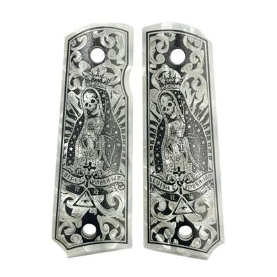 SHARDBLADE 1911 Grips Full-Size Custom Grips fits Colt Springfield Engraved la Santa Muerte