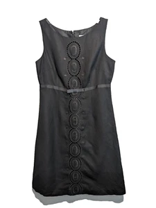 Jessica Howard Size 6 Black Linen Blend Dress Embroidered Sleeveless Lined - Picture 1 of 16