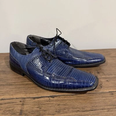 Zapatos de vestir Oxford vintage STACY ADAMS azul lagarto talla EE. UU. 11,5 Foto 1 de 4