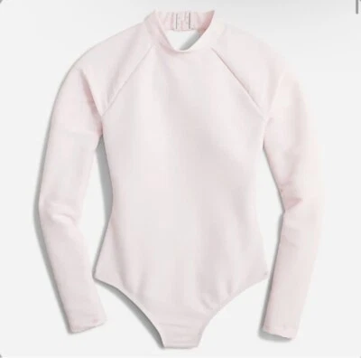 J. Crew NWT Active Ribbed Long-Sleeve One-Piece Swimsuit - Pale Blossom -Size 22 - Image 1 of 3