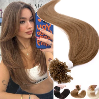 Keratin Bonded U Tip Nail Hair Extensions 100% Real Human Hair Fusion 0.5G THICK - Image 1 of 4