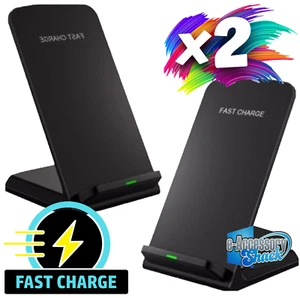 2 Pack Wireless Fast Charger Stand Dock Cradle for Apple iPhone Samsung Galaxy - Picture 1 of 10