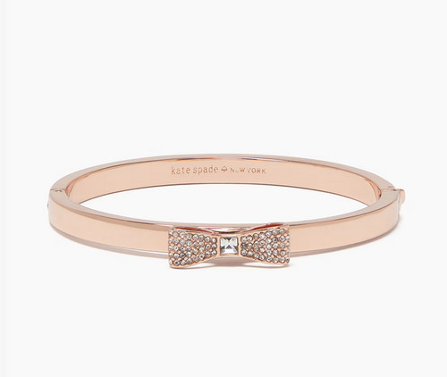 Bracciale Kate Spade New York Ready Set Fiocco Pave Bracciale Oro Rosa Nuovo con etichette Chiusura Cerniera