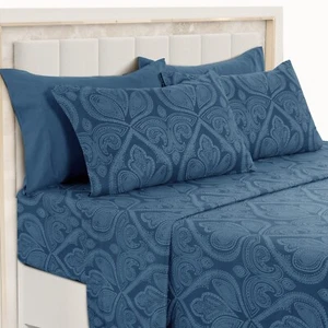 Set lenzuola 6 pezzi Deep Pocket serie 1800 lenzuola comfort paisley microfibra - Foto 1 di 110