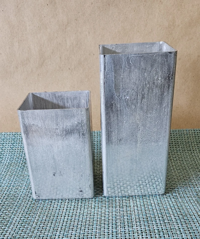 Set of 2 SQUARE PILLAR Seamless Aluminum Candle Molds 3 inches in Diameter - Image 1 of 1