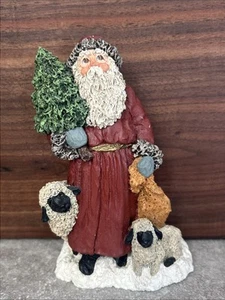 Estatuilla de adorno de árbol de oveja Papá Noel de campo trasero plano de junio McKenna 1995 de colección - Imagen 1 de 8