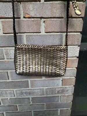 Bolso Bandolera Vintage CEM Cuero Tejido Trenzado Metálico Foto 1 de 4