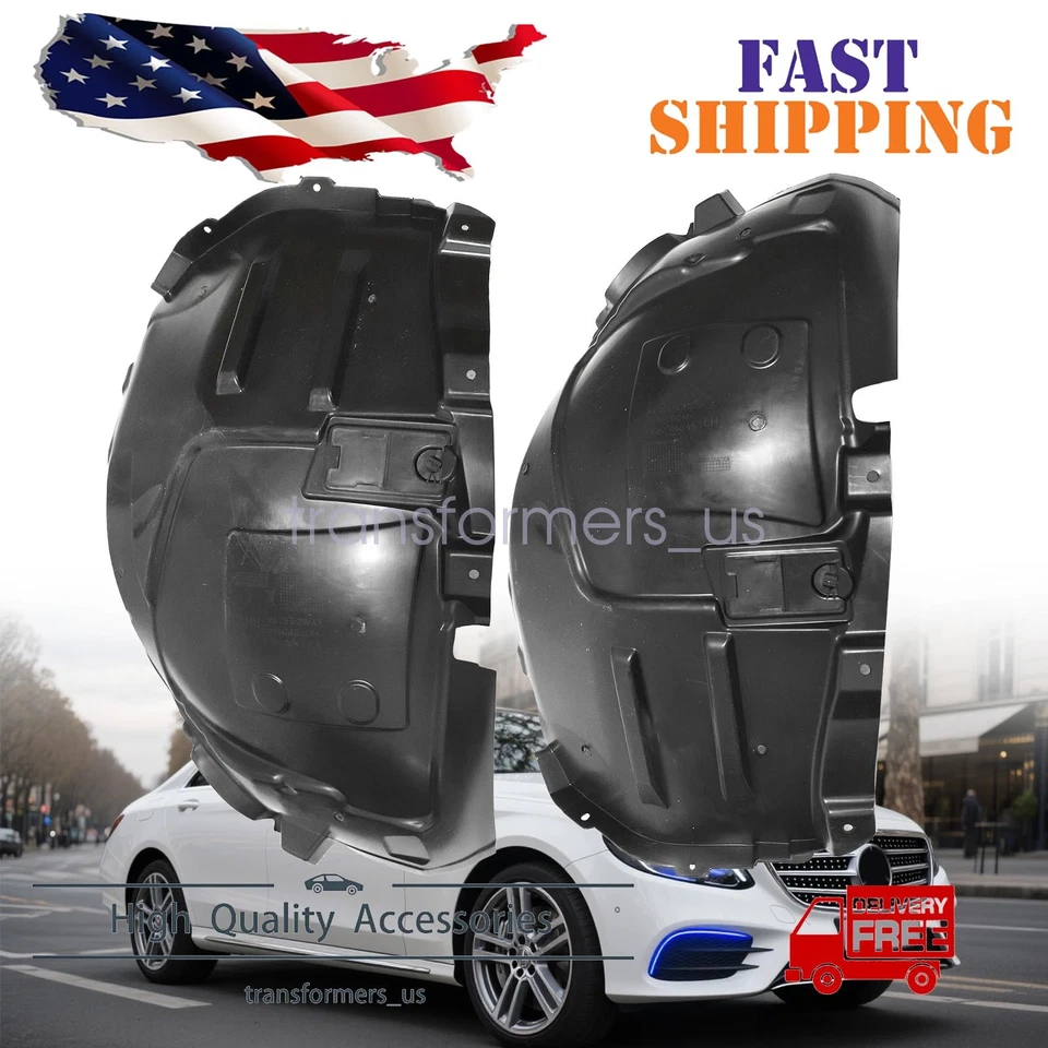 2x Black Front Inner Fender Liners For Mercedes-Benz E300 2017-2023 - Imagem 1 de 4