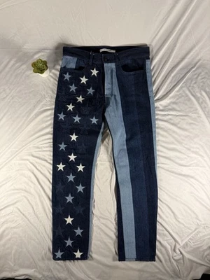 Denim Givenchy Estrellas y Rayas Azul Patchwork Talla 30 Foto 1 de 4