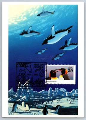 #2708 Wild Animals King Penguins FDC Maxi Card w/Pictorial Cancel - Image 1 of 2