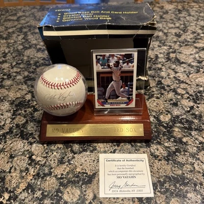 Mo Vaughn SSCA COA Signed OAL American League Baseball Wood Base Topps 1993 - Image 1 of 4