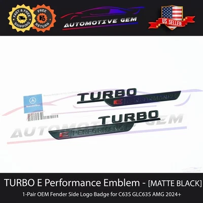 OEM TURBO E PERFORMANCE AMG guardabarros emblema NEGRO MATE insignia Mercedes C63S GLC63S Foto 1 de 2