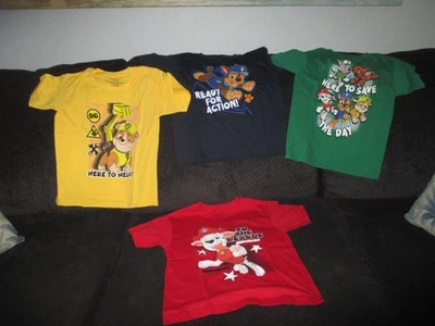 NEW! 4 Pack PAW PATROL  ACTION Boys T Shirts CREW Colorful ~ Size 5/6  4 Shirts - Image 1 of 4