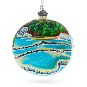 Kuang Si Waterfall, Laos Glass Ball Ornament 4 Inches - Picture 1 of 5