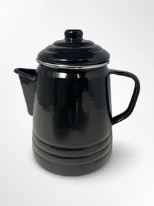 Brand New 8-Cup Stovetop Percolator Black Porcelain Enamel on Steel Coffee Maker - Picture 1 of 3