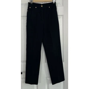 St. John Sport by Marie Gray Black Skinny Jeans Size 2 Gold Hardware Stretch - Picture 1 of 7