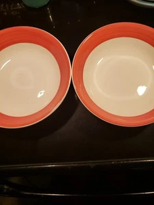 LOT of 2 Red Orange Ceramic Vegetable 8" Bowls Made In Italy New - Picture 1 of 2