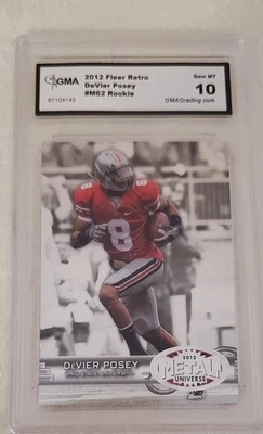 2012 Fleer Retro Metal Universe DaVier Posey  #M62 Rookie graded Gem MT 10 Ohio - Image 1 of 3