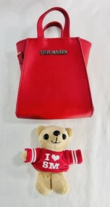 Steve Madden 4.5” Teddy Bear with Steve Madden Red Carrying Bag Pouch - Picture 1 of 5